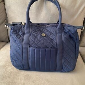 Talbots Elegant Navy Blue Quilted Handbag
